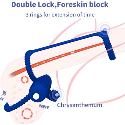 Double Lock Vibrating Rings Cock Rings Penis Trainer Delay Ejaculation High Elasticity Time Lasting Sex Toys for Men YS0397