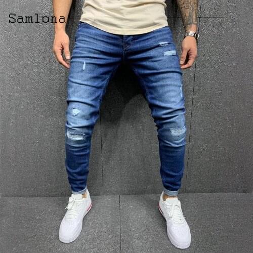 Mens Jeans Denim Pant Male 2020 Spring Autumn Punk Style Hole Ripped Skinny Pants Streetwear Male Denim Jeans Pencil Trousers