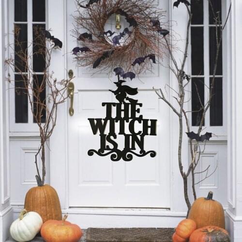 FenKicyen 2019 The Witch Is In Pendant Halloween Decor Non-woven Fabric Hanging Wall Door Decoration Letter Witch Party Supplies