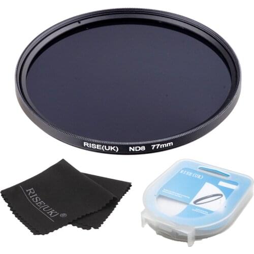 Lower price RISE(UK) 77mm Neutral Density ND8 Filter FOR ALL Camera lens+case +gift