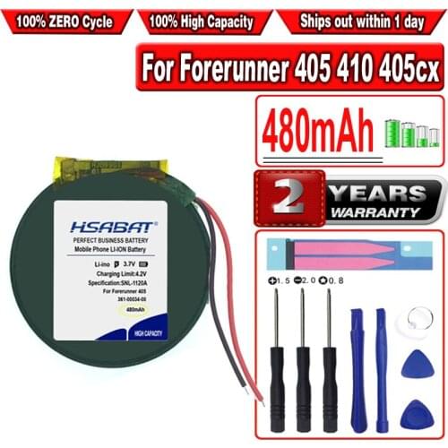 HSABAT 480mAh 361-00034-00 ROUTE JD PD3048 PD 3048 Button Battery for sports watch garmin Forerunner 405 410 405cx