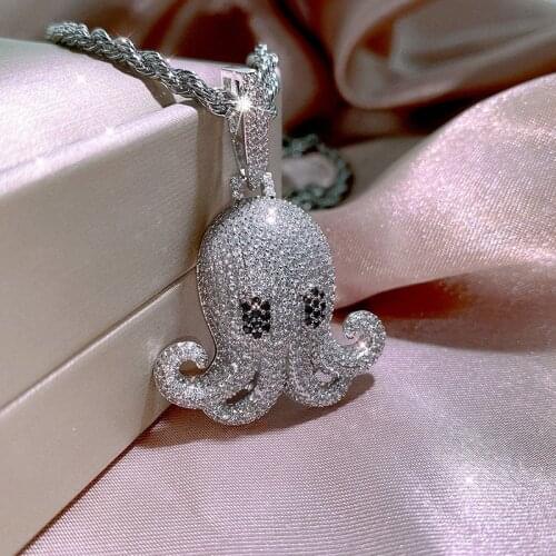 JUWANG New Luxury Snake Chain Necklaces High Quality AAA Cubic Zirconia Octopus Pendant Necklace Fashion Jewelry Pendientes