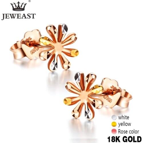 JYM 18K Pure Gold Earring Real AU 750 Solid Gold Earrings Good Shiny Diamond Upscale Trendy Fine Jewelry Hot Sell New 2020