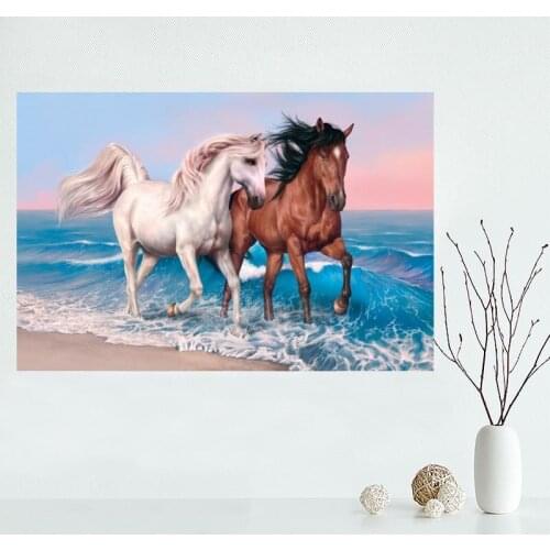 Nice Custom Horse Animals Canvas Poster Print painting Art Wall Silk Poster cloth print Fabric Poster