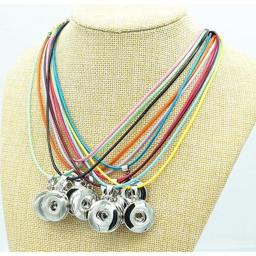 Fashion trendy Simple colorful rope snap necklace 42cm snap jewelry fit 18mm snap buttons wholesale DJ0164