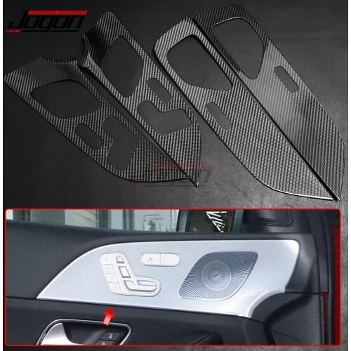 For Mercedes Benz GLE Class W167 GLE350 400 63 2020 Carbon Fiber Front &Rear Door Armrest Seat Adjust Button Speaker Cover Trim