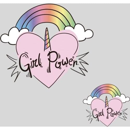 Heart Love Patch Iron on Transfer Cartoon Unicorn Patches for Kids Clothing DIY T-shirt Appliques Heat Transfer Vinyl Stickers