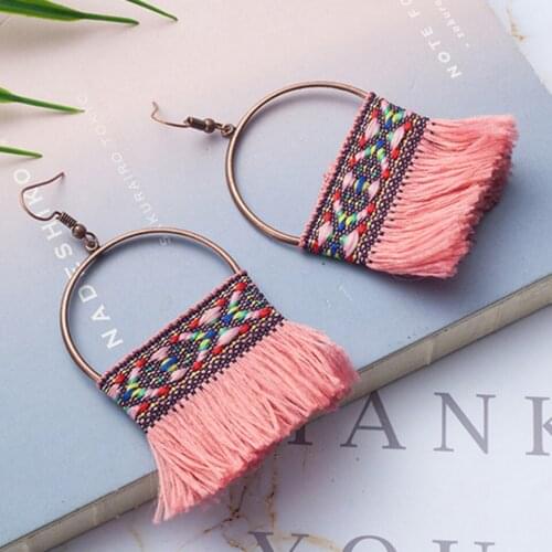 New tassel earrings for women Ethnic bohemian boho indian style short silk fringe tassels earrings Vintage statement jewelry