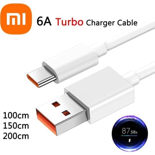 Xiaomi Original 1/1.5/2M Turbo Charger Cable 55W Fast Charging 6A For Mi 11 10T 10 Pro 5G Black Shark 3S Redmi Note 9 10 K40 Pro