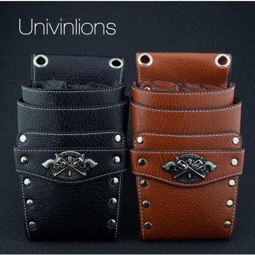 20*9cm real leather hair style tools leather barber scissor bag salon holster pouch case with waist shoulder belt peluqueria