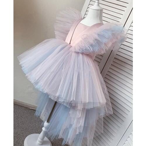 Flower Girl Dresses For Wedding Party Elegant Sleeveless Applique Cascading Tulle Dresses For Little Girl Holy Communion Dresses