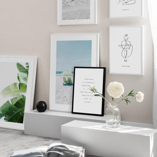 Seaside Landscape Line Art Quotes Nordic Posters And Prints Wall Art Paper Painting Wall Pictures For Living Room Home Decor