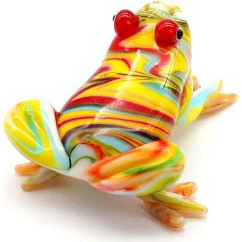 Lovely Mini Animal Statue Handmade Glass Frog Figurine Ornaments Home Desktop Decor Collection Exquisite New Year Gifts For Kids
