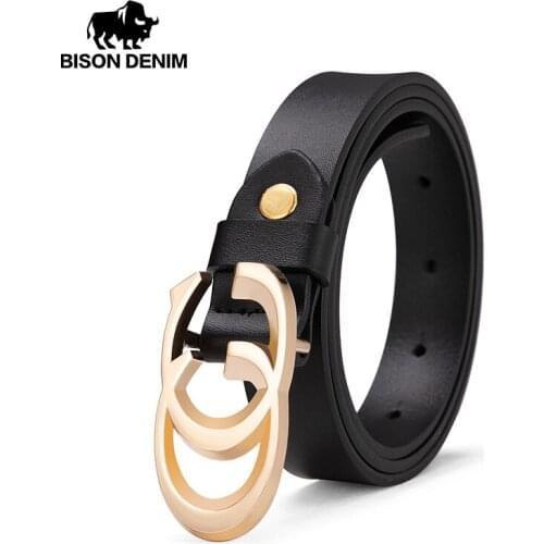 BISON DENIM Genuine Leather Belt for Female Jean Strap Casual Pin Buckle Leather Belt Designer High Quality Women Belt N60265