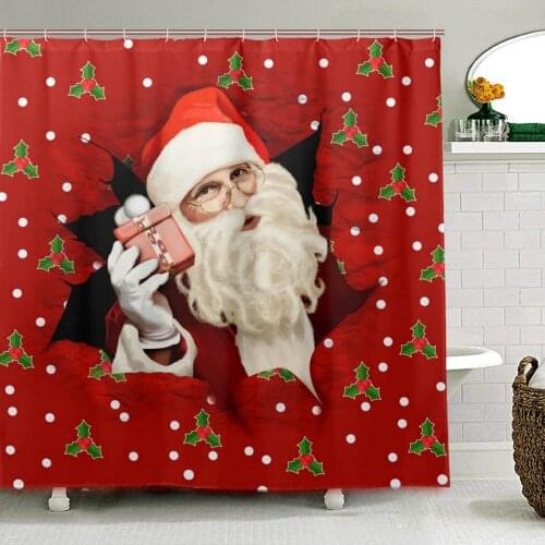 3D Christmas Santa Claus Waterproof Shower Curtains for Bathroom Home Decor Polyester Bath Curtain Multi-size Curtain Shower