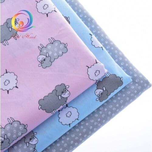 Haisen,3pcs/lot Cartoon sheep Series Twill Cotton Fabric,Patchwork Cloth,DIY Baby&Child Sewing Quilting Fat Quarters Material