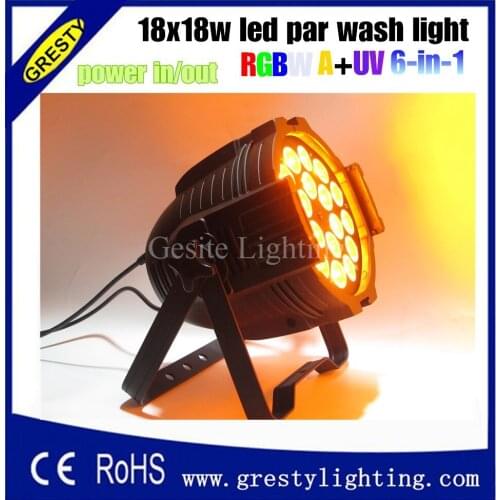 2XLOT Stage Lights 18x18W DMX RGBWA UV LED Par Can 18PCS high power 18W RGBWUV DJ Lighting DMX 110V-240V