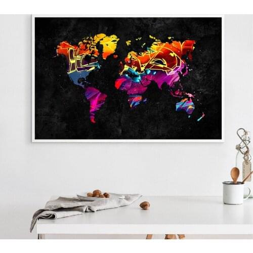 Nordic World Map Canvas Painting Posters and Print Background Wall Art Pictures For Living Room Bedroom Home Decor