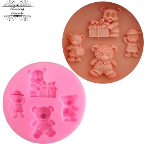 DIY Cartoon Bear shaped silica gel mold 100% food grade fudge mold cake decoration tool chocolate Kitchen Baking accessories