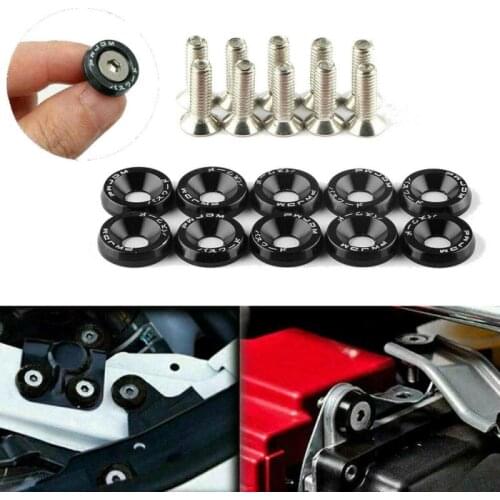 Car Styling 10PCS M6 Red JDM Bolt Aluminum Fender Bumper Washer License Plate Bolt Engine Bay Dress Screw Billet Kit