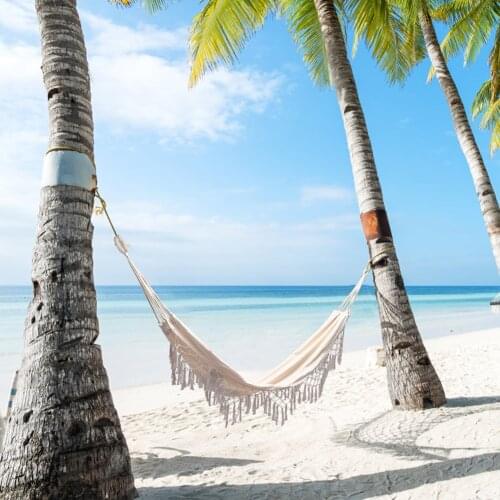 Outdoor Backyard Leisure Canvas Sleeping Hanging Swing Chair Bed Hiking Camping Hunting Portable Foldable Tassel Single Hammocks