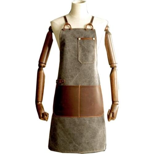 Retro Canvas Apron Barber Male and Female Hair Stylist Work Clothes Custom Coffee Milk Tea Shop Hairdressing Tooling Printing