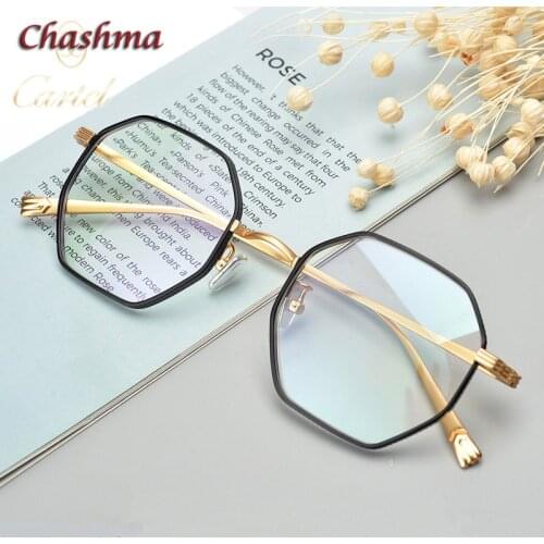 Chashma Octagon Pure Titanium Prescription Glasses Women Fashion Spectacles for Female Optical Eyeglasses