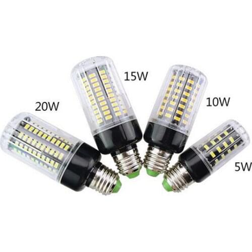 High Lumen E27 85V-265V LED Corn Bulb Full Wattage 5W 10W 15W 20W No Flicker SMD 5736 38 85 115 125 LEDs E27 Ampoule Bombillas