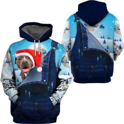 Funny Christmas Pitbull 3D All Over Printed Hoodies Fashion Pullover Men For Women Animal Sweatshirts Sweater Cosplay Costumes