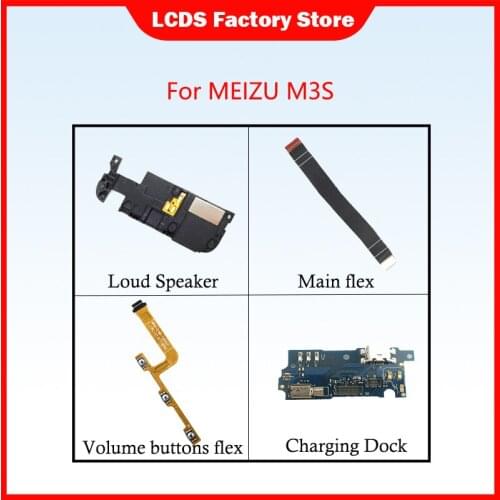 Phone Parts For Meizu M3S Power On/Off Volume Button For meizu m3s Main flex Loud Speaker Charging Port Earphone Speaker