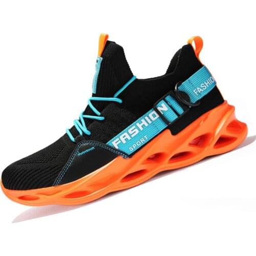 Plus Size Breathable Mesh Sneakers Socks for Men Summer Mens Sports Shoes Sport Men Tennis Running Man Black Orange GME-1996