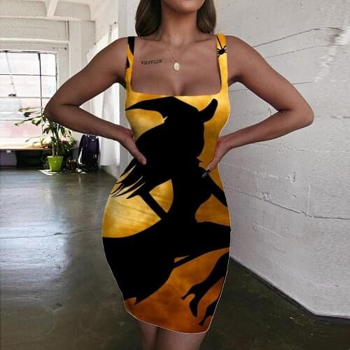 KYKU Moon Dress Women Halloween Sundress Animal Bodycon Dress Hip Hop Ladies Dresses Womens Clothing Summer Beach Beach Fashion