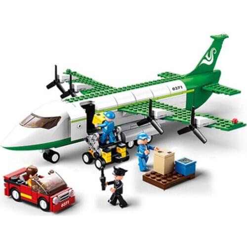 0371PCS SLuban Building Blocks 0371 Aviation World Cargo Plane Assembled Toy Gifts