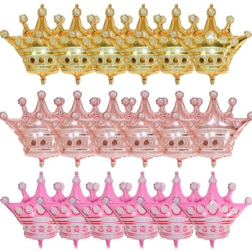 1/5Pcs Party Crown Foil Balloons Rose Gold Pink Blue Queen Princess Crown Balloon For Kids Adult Birthday Wedding Decor Supplies