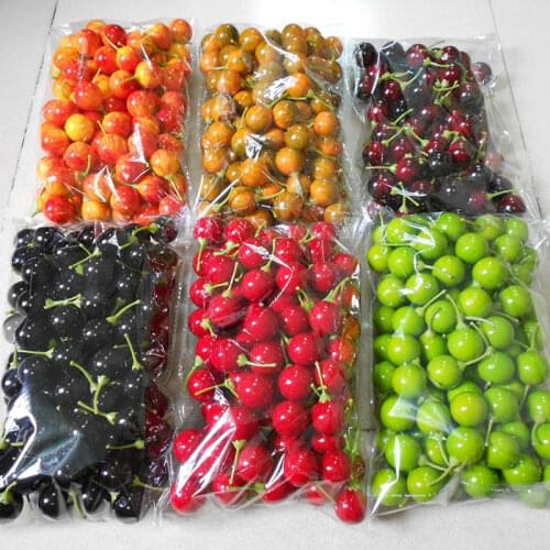 100Pcs/set Mini Fruits Artificial Fake Fruit Decoration Model Simulation Small Cherry Hawthorn Pear Children Toy Home Decoration