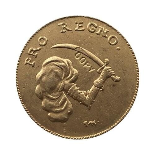 24 K gold plated Poland 1697 COIN COPY 21.9mm