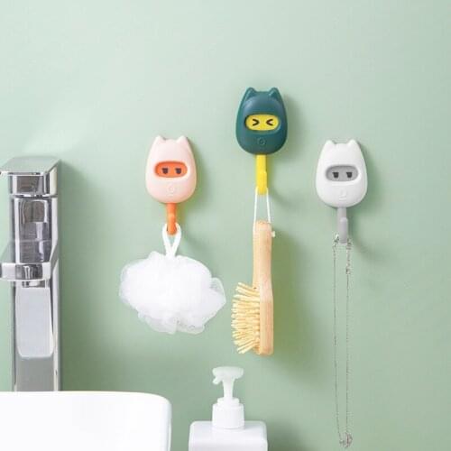 3/6PCS Cute cute meow meow seamless strong viscose hook free perforation wall hook kitchen hook