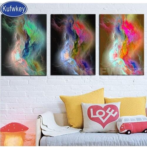 5D diy Diamond Painting Full square"abstract colorful"Modern decor,triptych Cross Stitch mosaic round Diamond Embroidery