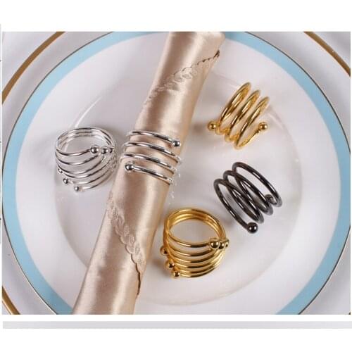 Free Shipping 6 X Gold/Silver Spring Napkin Ring Napkin Buckle Holder Hotel Dining Table Wedding Party Deco Supply