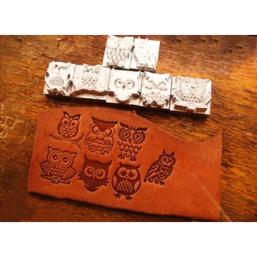7pcs /set Mini owl design Hand-work design leather working tools carving punches stamp craft leather with leather carving tools