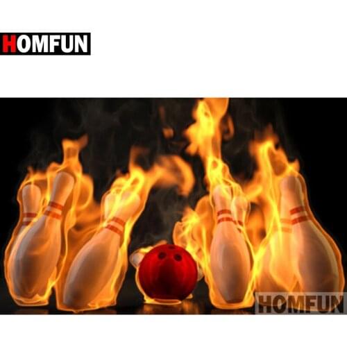 HOMFUN Full Square/Round Drill 5D DIY Diamond Painting "Fire bowling" 3D Diamond Embroidery Cross Stitch Home Decor A19555