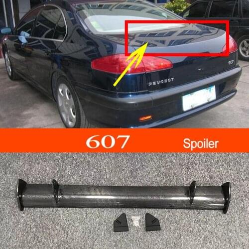 607 Real Carbon Fiber GT-style Car-styling Sporty Rear Trunk Wing Spoiler for Peugeot 607 Sedan