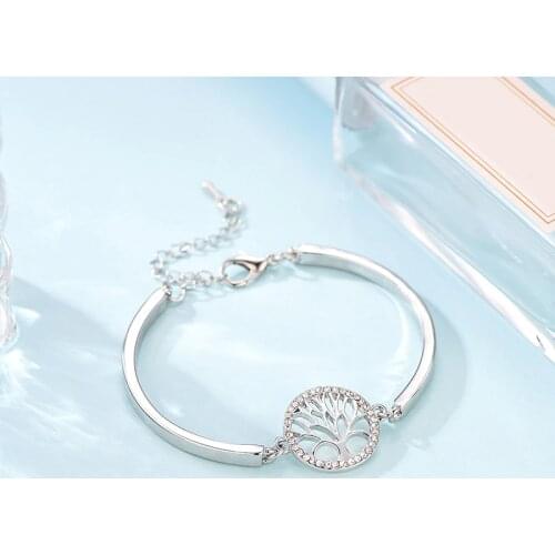 Tree of Life Art Chain Bracelet For Women Fashion Adjustable Bangle Rhinestone pulseira feminina Daily Wear Jewelry