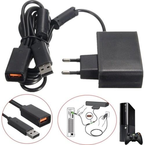 Black AC 100V-240V Power Supply EU Plug Adapter USB Charging Charger For Microsoft For Xbox 360 Kinect Sensor