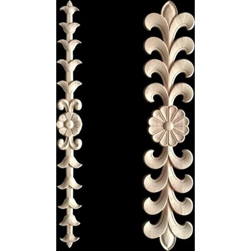 Rose Floral Oak Wood Applique Carved Corner Vintage Home Decoration Maison Accessories Door Wall Furniture Decor Decal
