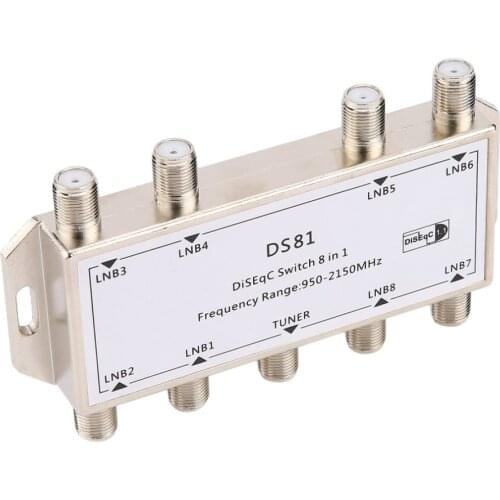 DS81 8 in 1 Satellite Signal DiSEqC Switch LNB Receiver Multiswitch Heavy Duty Zinc Die-cast Chrome Treated