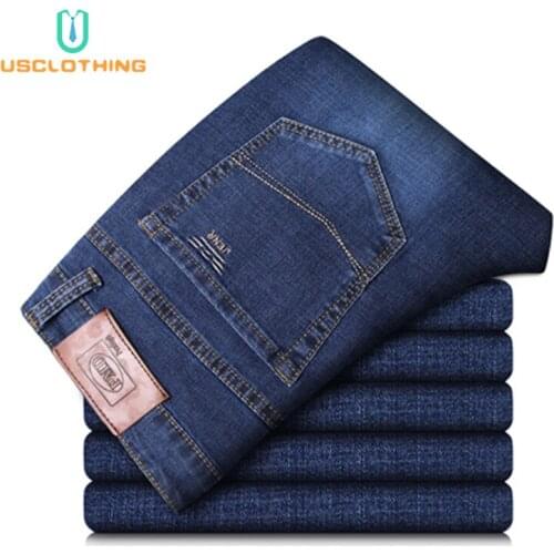 New Jeans Men Classic Business Jeans Fashion Casual Primary Color Slim Fit Straight Male Trousers Denim Pants Brand Clothes CX45