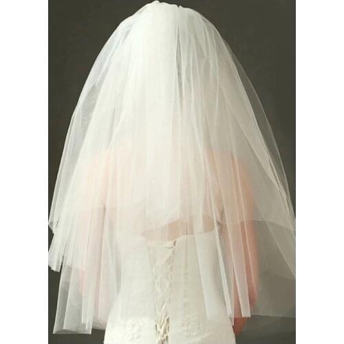 Wedding veil bridal veils velo de novia Short One Layer waist length white or ivory with Comb