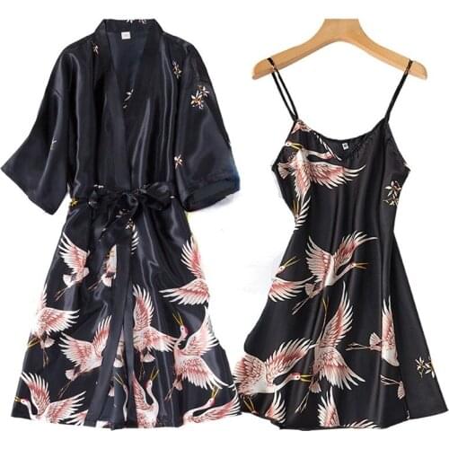 Women Rayon 2PCS Robe Set Bride Bridesmaid Wedding Robe Gown Lace Sexy Kimono Bathrobe Night Dress Casual Nightgown Sleepwear