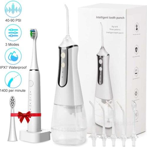 Professional Dental Water Jet Oral Irrigator Electric Toothbrush Gift Cordless Tooth Cleaner Rechargeable USB Water Flosser